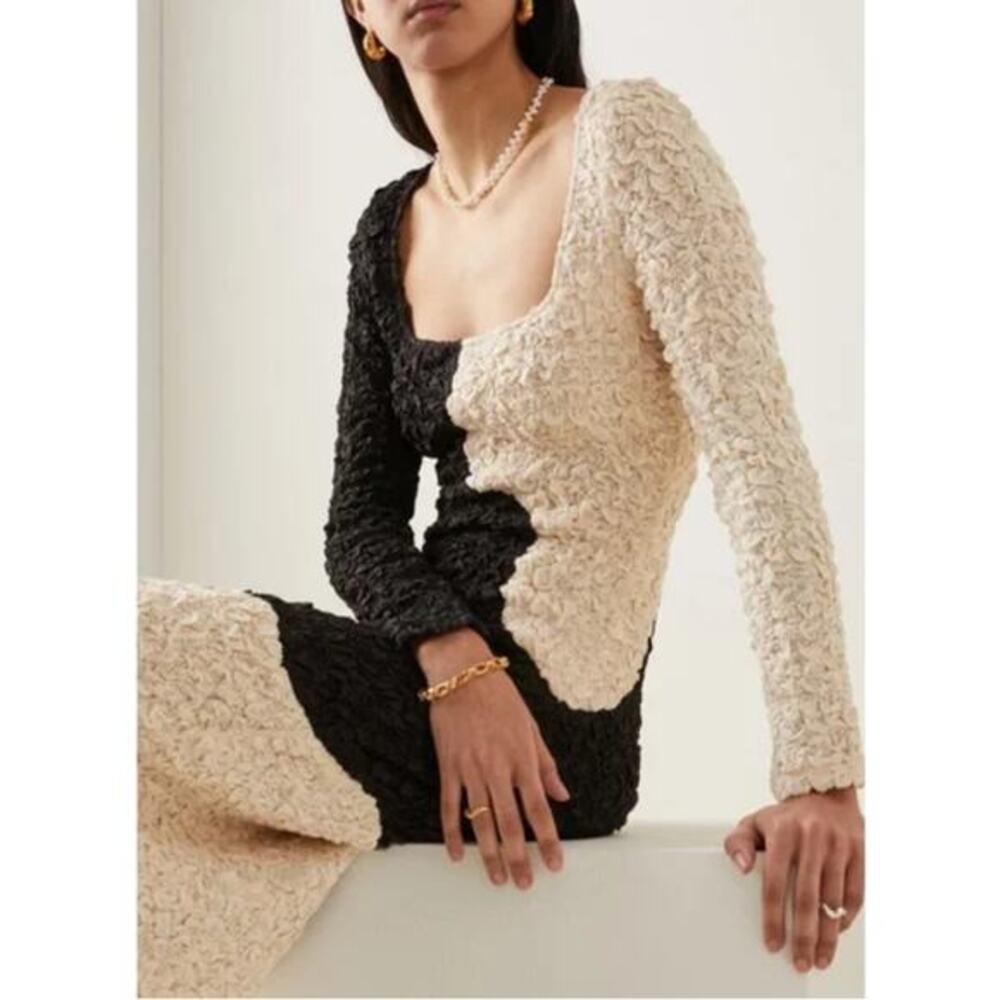 Mara Hoffman The Amy Popcorn Bodycon Midi Dress Black and White Size XL‎ - Picture 6 of 15